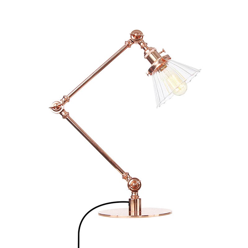 LumiClear - Elegante lampada da tavolo in vetro trasparente a forma di cono