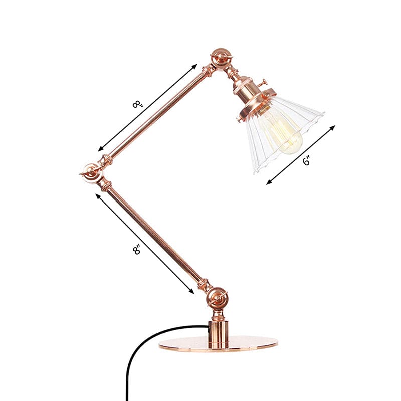 LumiClear - Lampe de table élégante en verre transparent en forme de cône