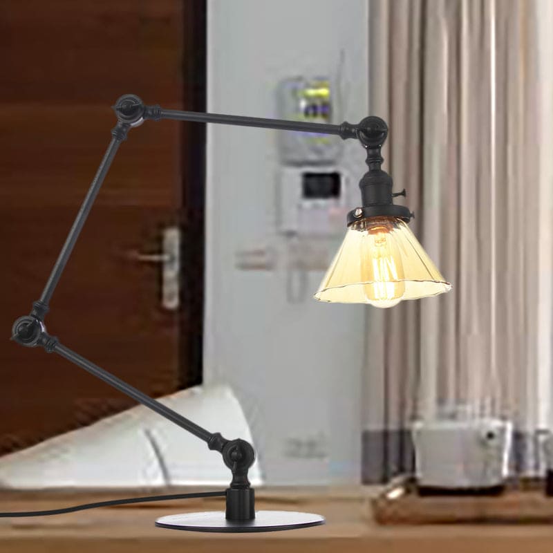 LumiClear - Elegante lampada da tavolo in vetro trasparente a forma di cono