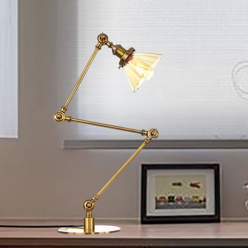 LumiClear - Lampe de table élégante en verre transparent en forme de cône