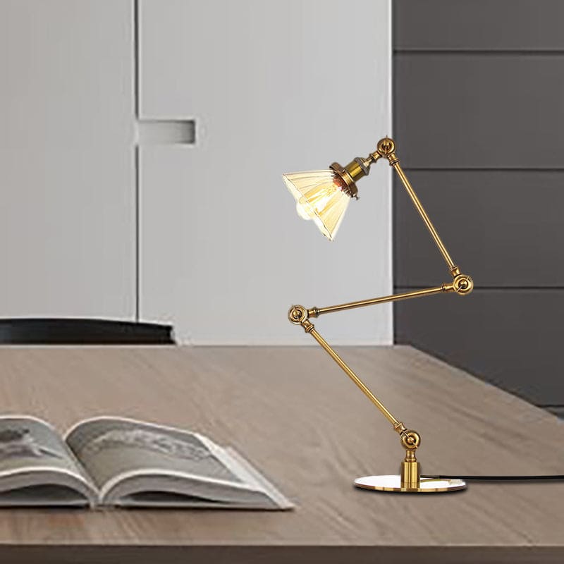 LumiClear - Elegante lampada da tavolo in vetro trasparente a forma di cono