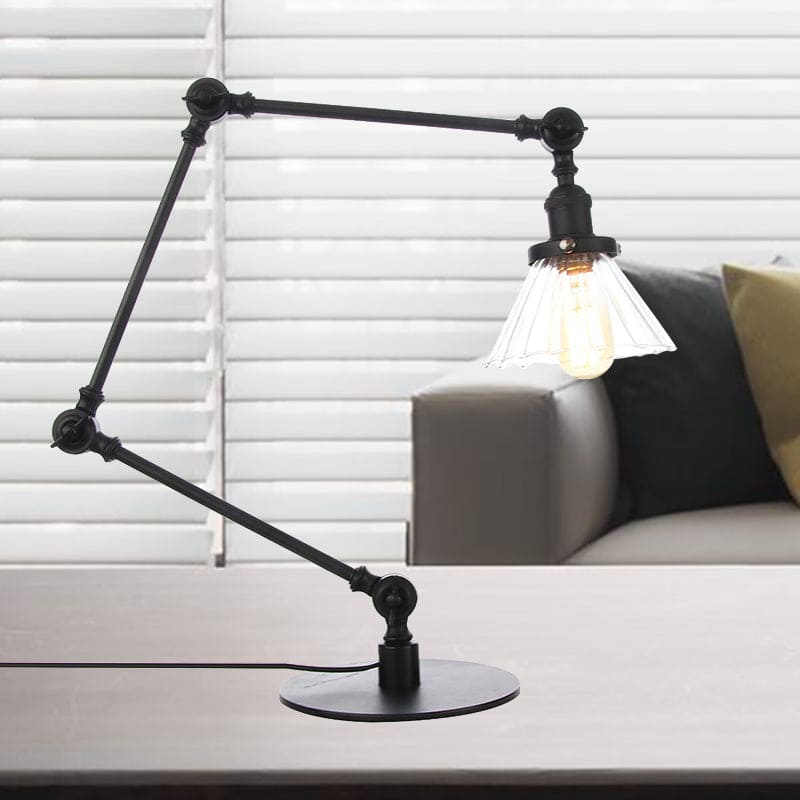 LumiClear - Lampe de table élégante en verre transparent en forme de cône