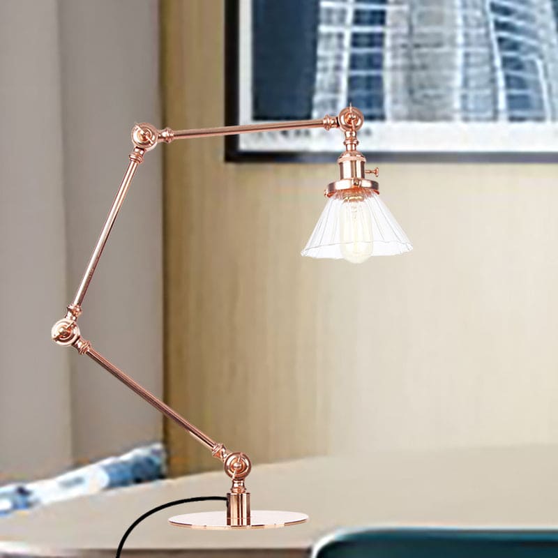 LumiClear - Elegante lampada da tavolo in vetro trasparente a forma di cono