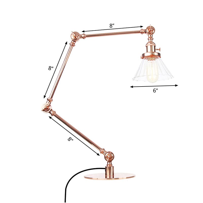 LumiClear - Lampe de table élégante en verre transparent en forme de cône