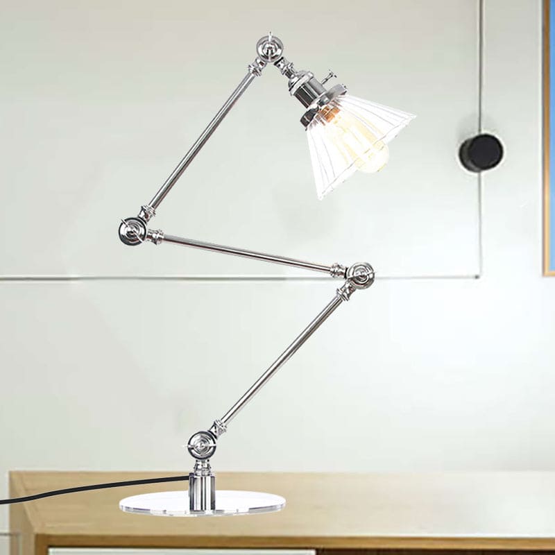 LumiClear - Lampe de table élégante en verre transparent en forme de cône