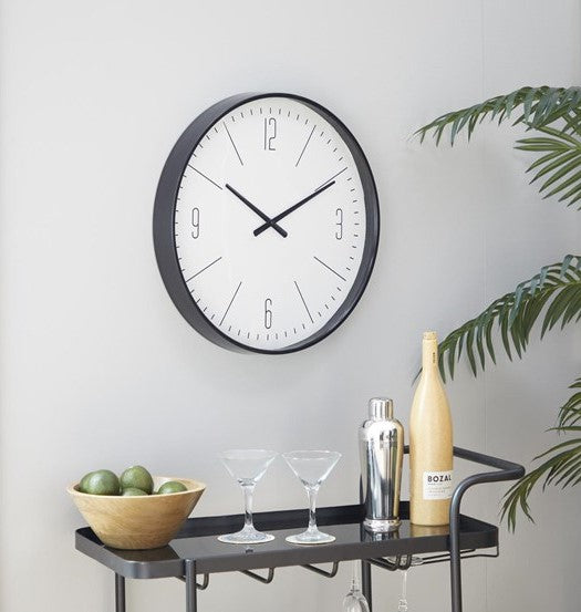 GloGlas - Horloge murale traditionnelle en verre noir