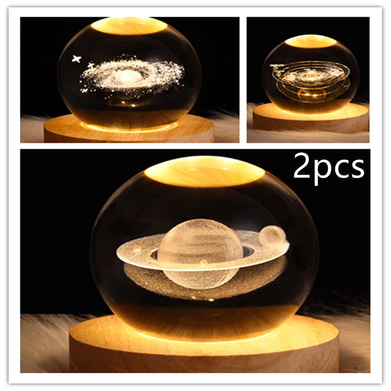 3D Galaxy Crystal Ball LED yölamppu