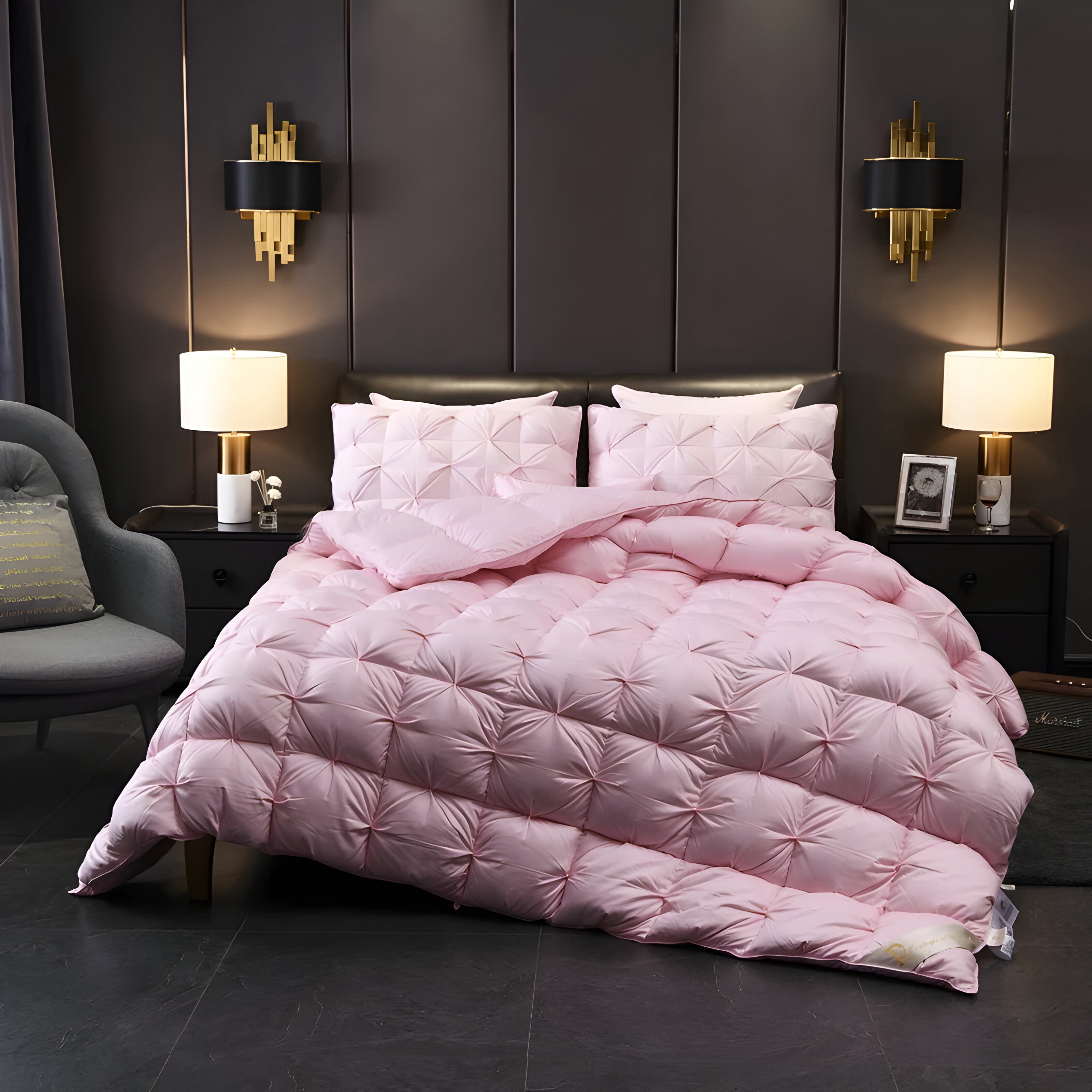 Couette en duvet d'oie rose Splendore