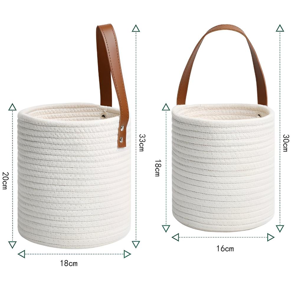 Woven Cotton Rope Hanging Basket | 2pc Set