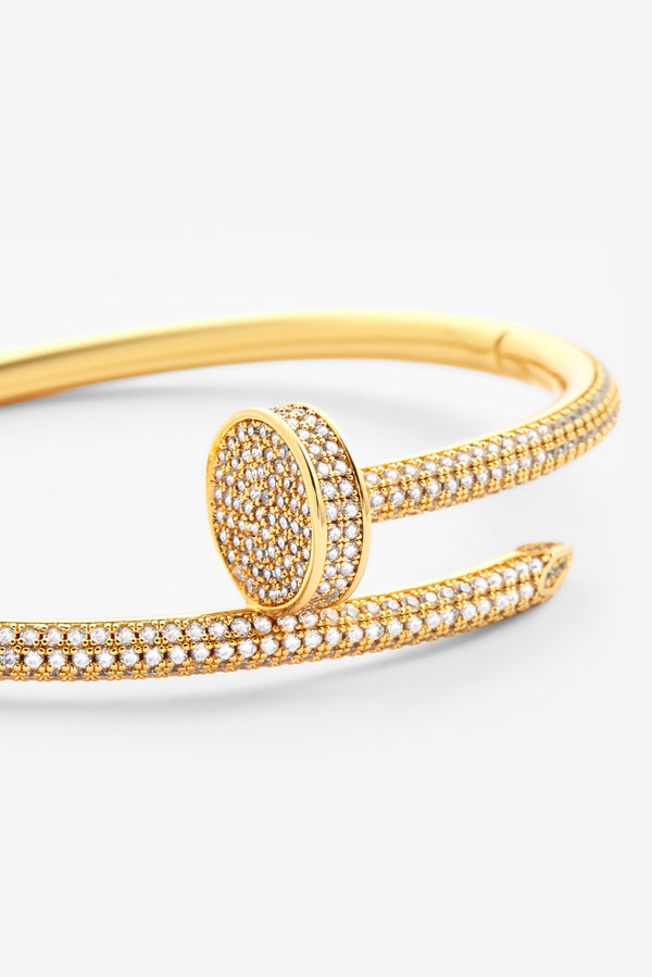 Guld 4 mm Iced Nail Bangle Armbånd