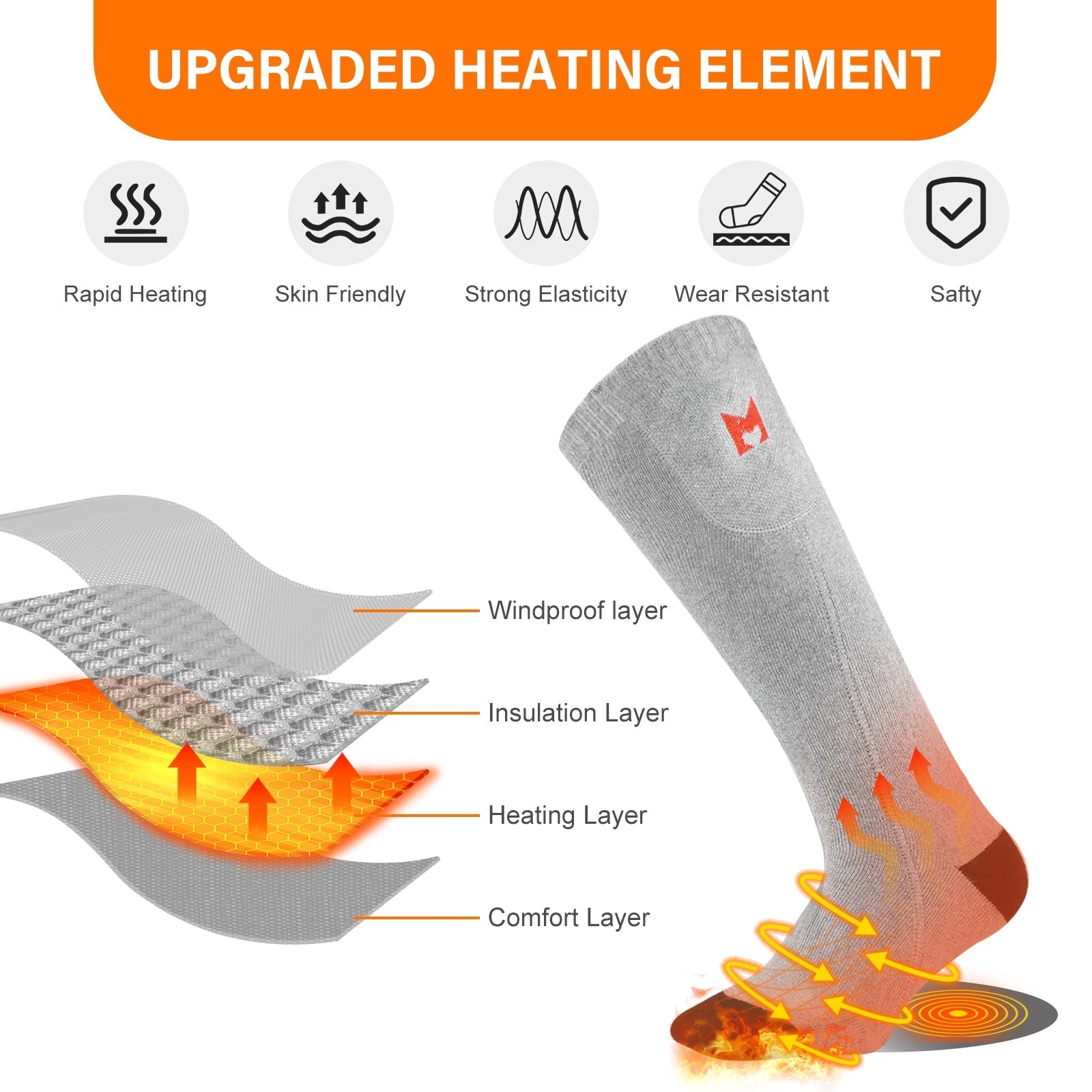 Battery Heated Socks（Gray）