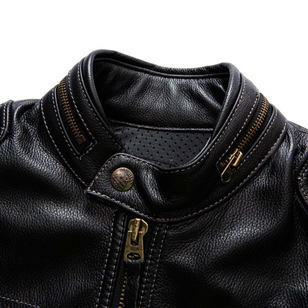 Natural Leather Biker Jacket for Men