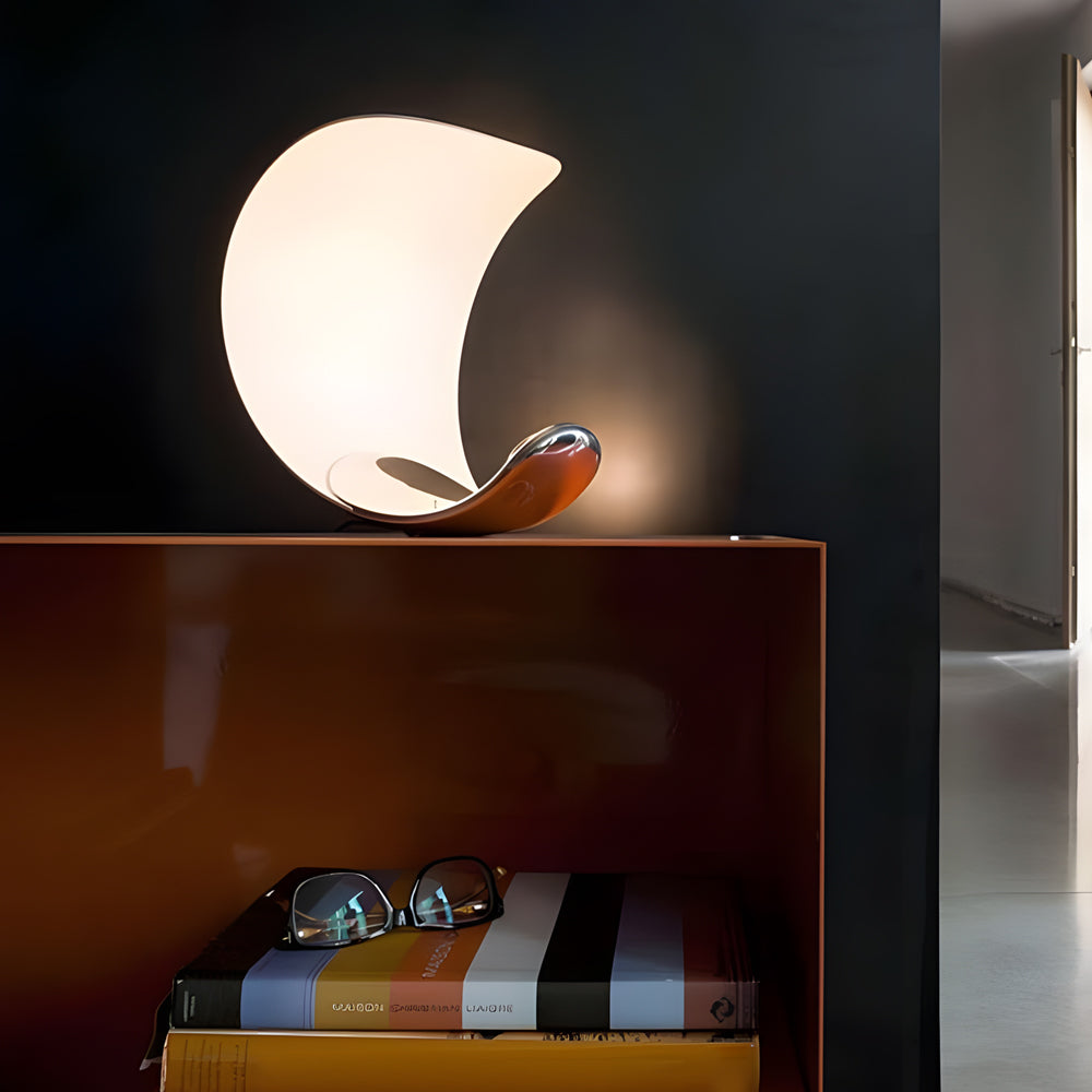 LumiMoon - D76 Gebogen maanvormige aluminium LED-tafellamp met aanraakdimmer