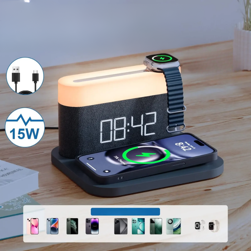 Eclarage - Trådlös laddare 15W med nattlampa för iPhone och Samsung