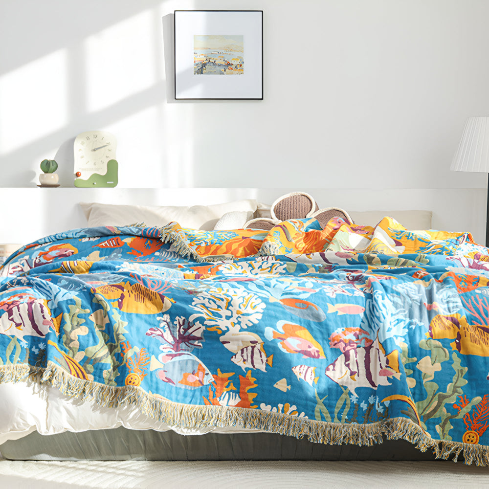 Underwater Coral Cotton Blanket