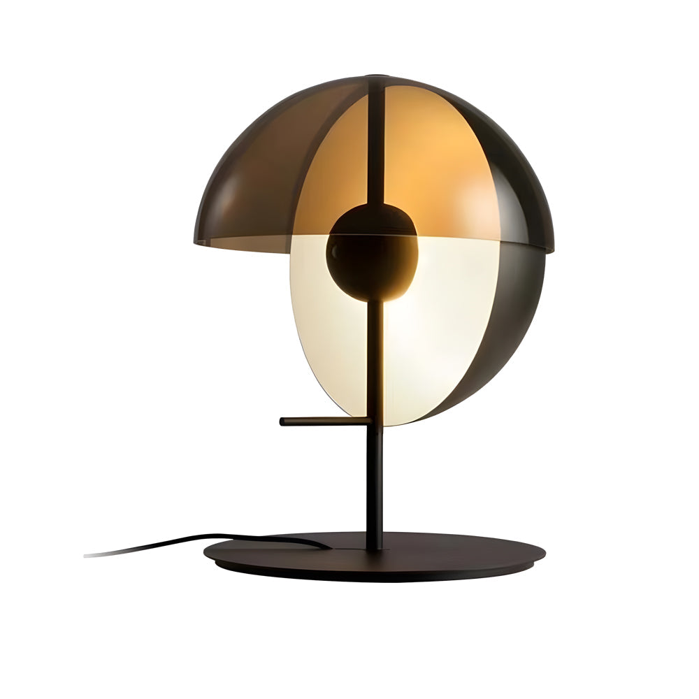 Theia - Table Lamp with Vertical Half-Sphere and Horizontal Smoked Screen