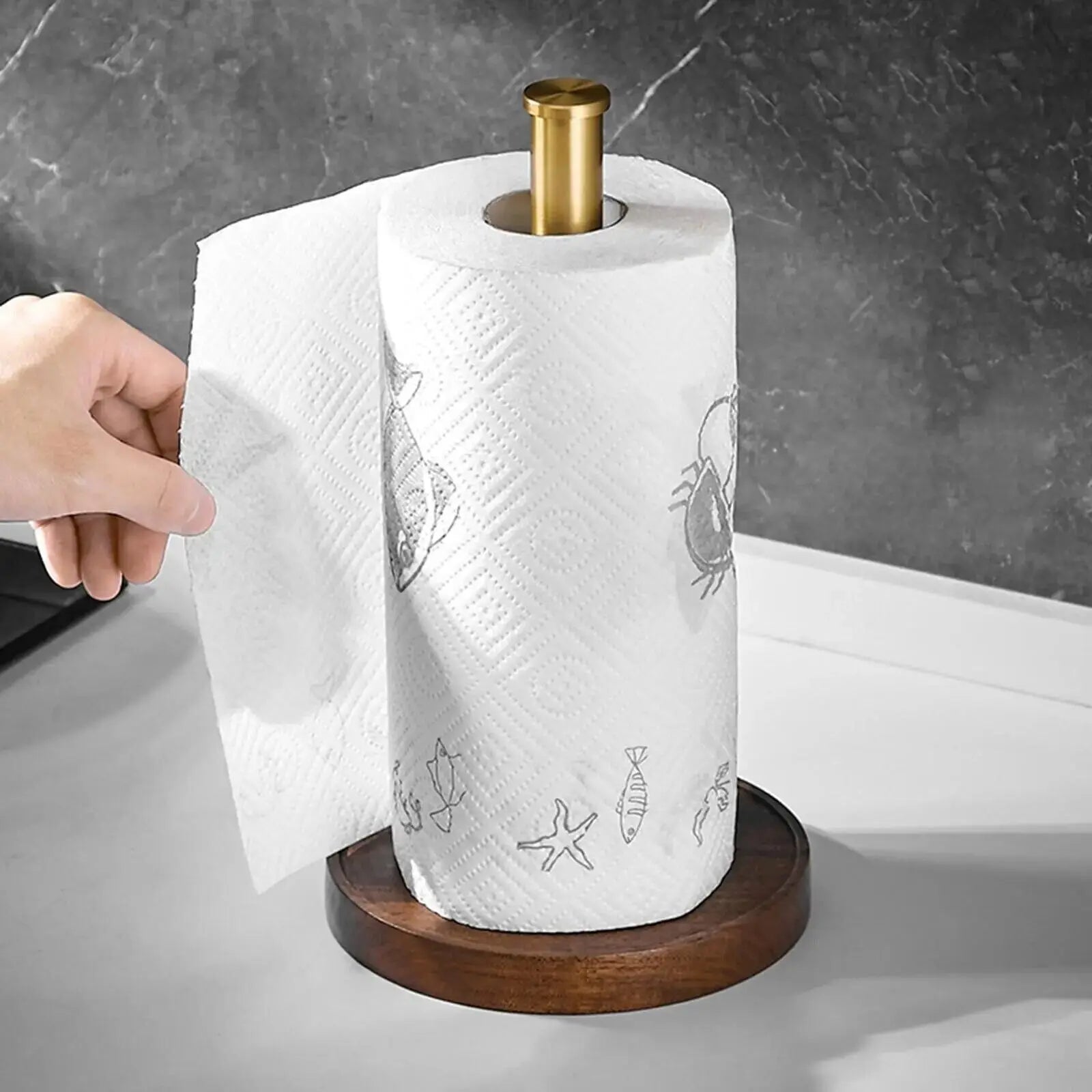 Marble & Gold Paper Towel Holder