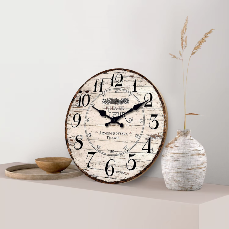 CountryTime – Horloge murale rustique sans tic-tac