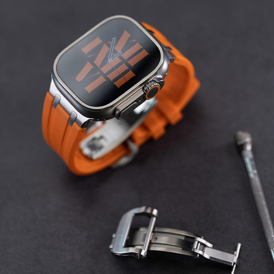 NEUES dickes AP-Silikonarmband mit Titanadapter für die Apple Watch