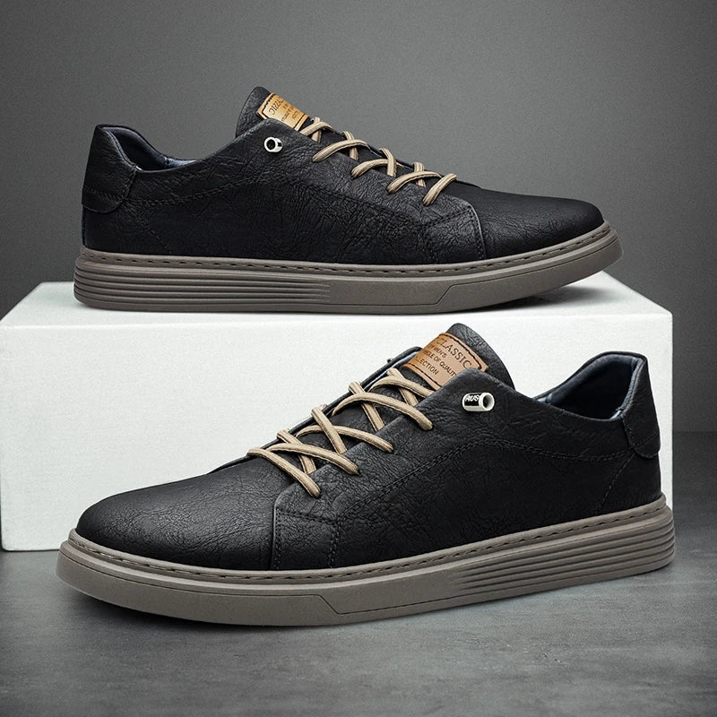 Svarte sneakers i skinn - Matteo