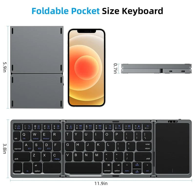 Clavier Bluetooth pliable avec pavé tactile