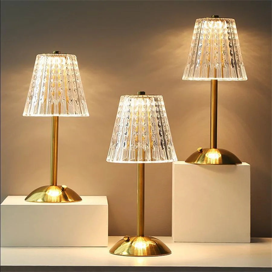 Goldene Vintage Tischlampe aus Kristall