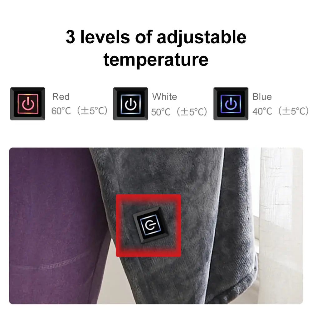 Portable heated shawl with battery for instant comfort