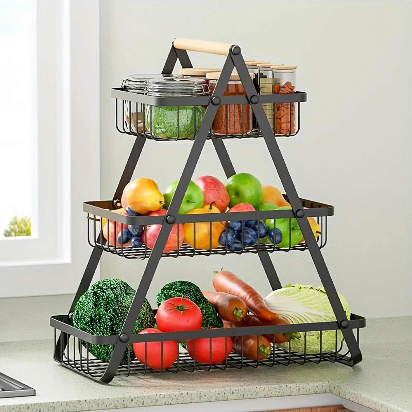 FruitCascade - Organizer per la conservazione della frutta a 2/3 livelli