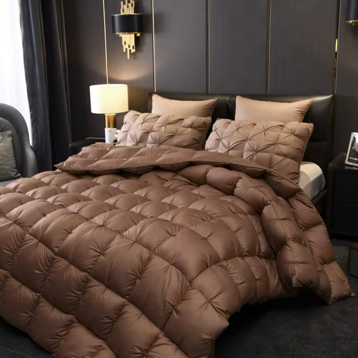 Couette en duvet d'oie brun Splendore