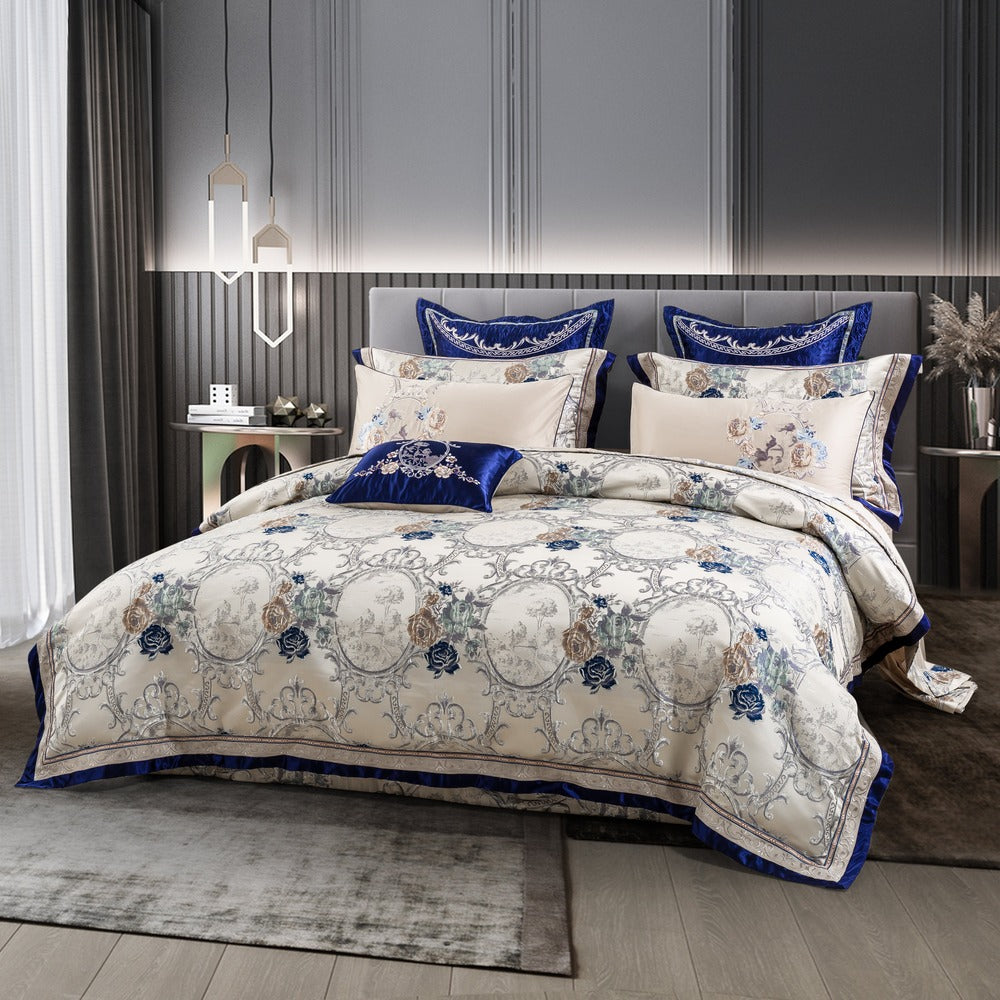 Juego de cama de lujo con estampado oriental de jacquard Gazaneya