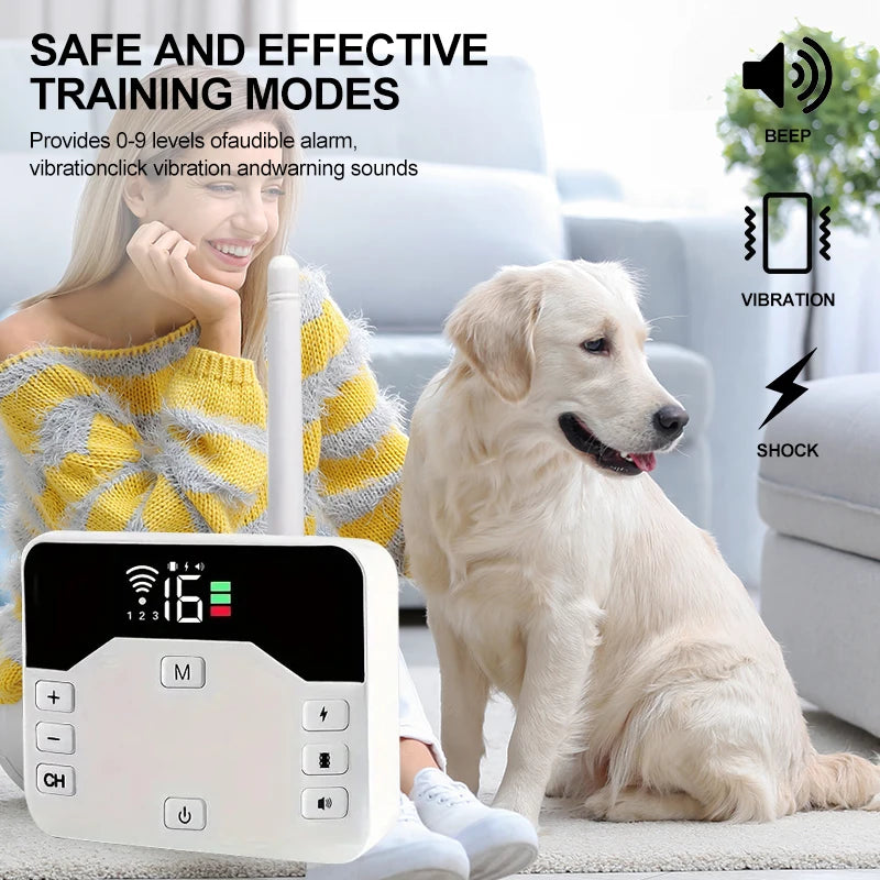 Recinto per cani wireless 2 in 1 e collare da addestramento per esterni