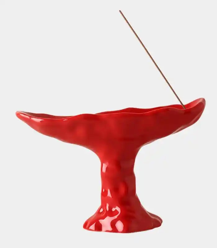 Elegante bruciatore di incenso in ceramica - Decoro disponibile in rosso, bianco e nero (17,5 cm)