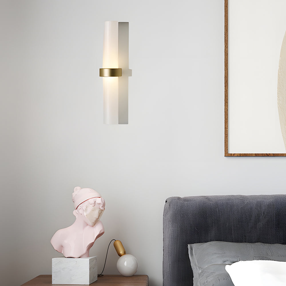 GlowLight - Lampada da parete moderna realizzata in tubo di vetro smerigliato in bianco caldo per il soggiorno