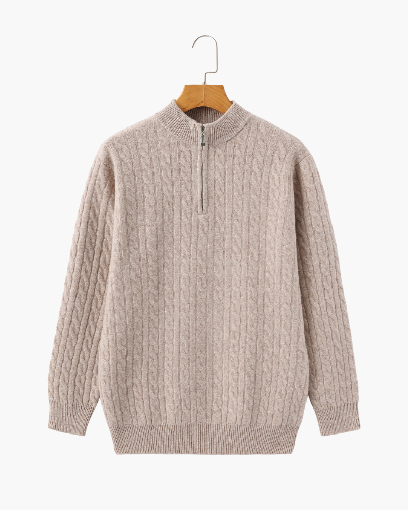 100% Cashmere Woven Half Zip