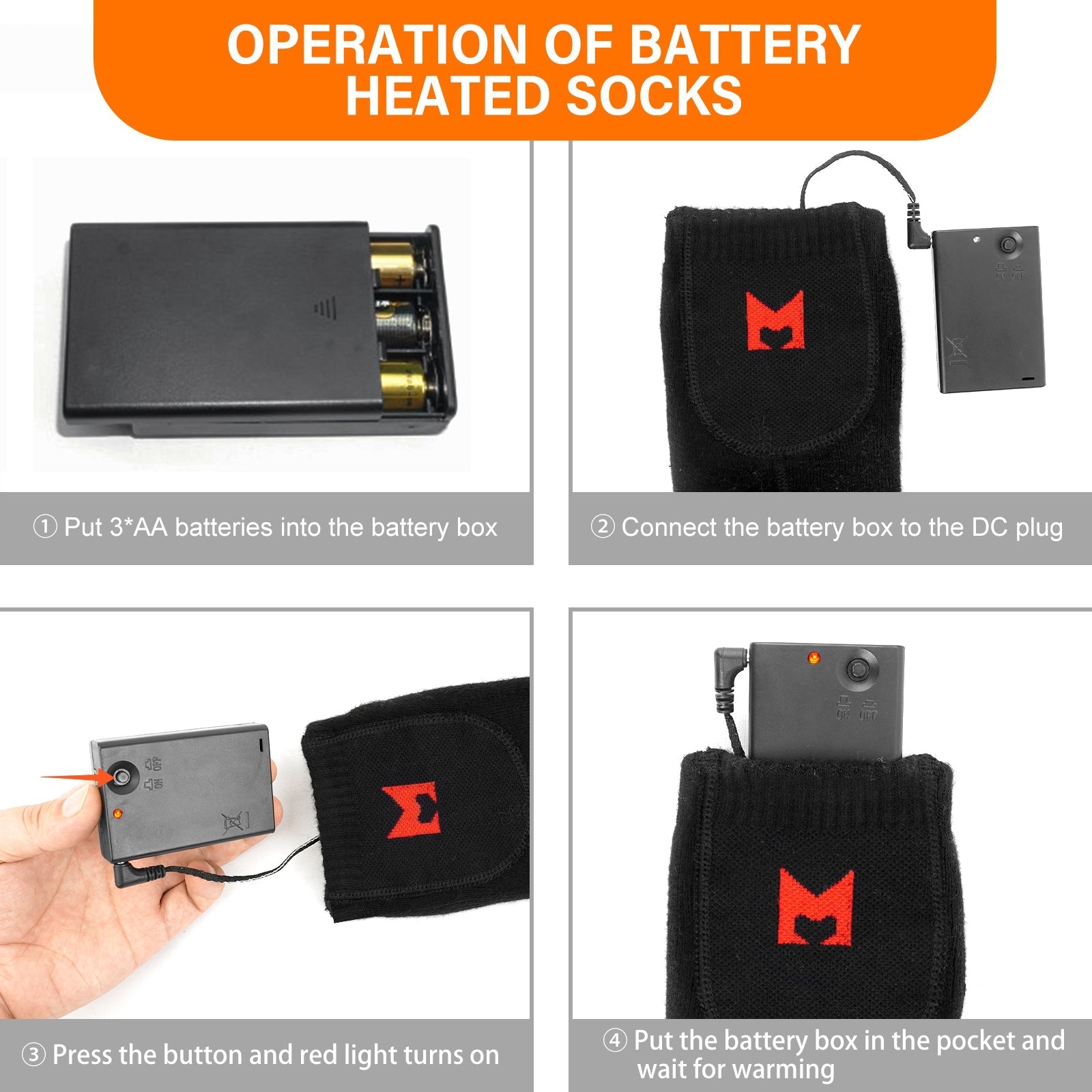 Batteriuppvärmda strumpor (svarta)