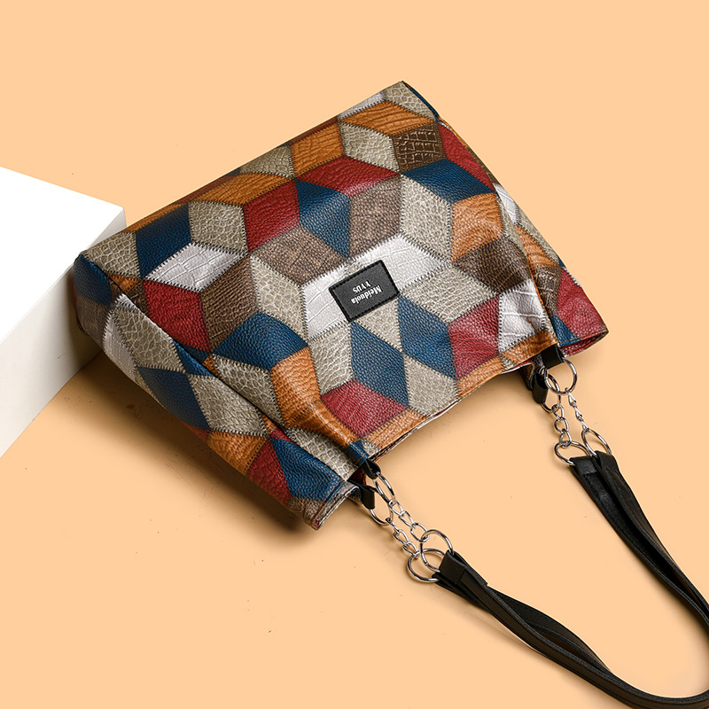 Retro Geometrisch Patroon Tote Bag