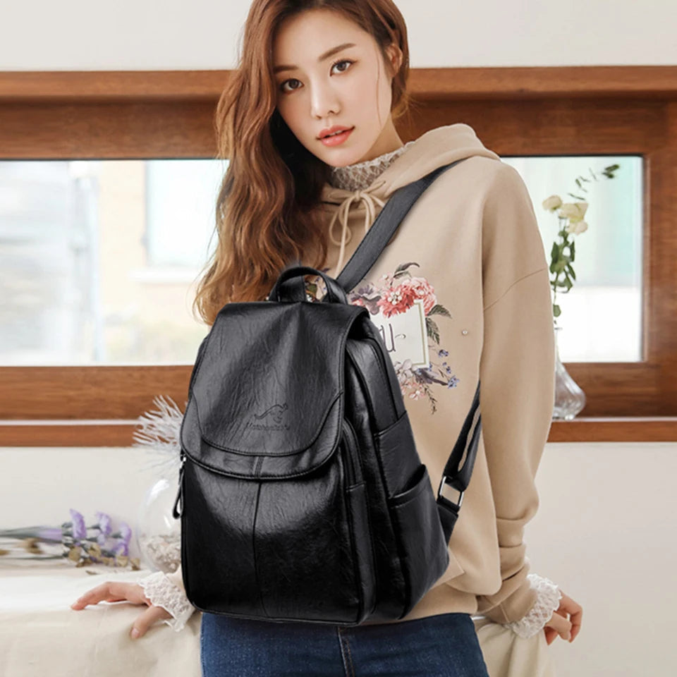 Anti theft Mini Leather Backpack for Women