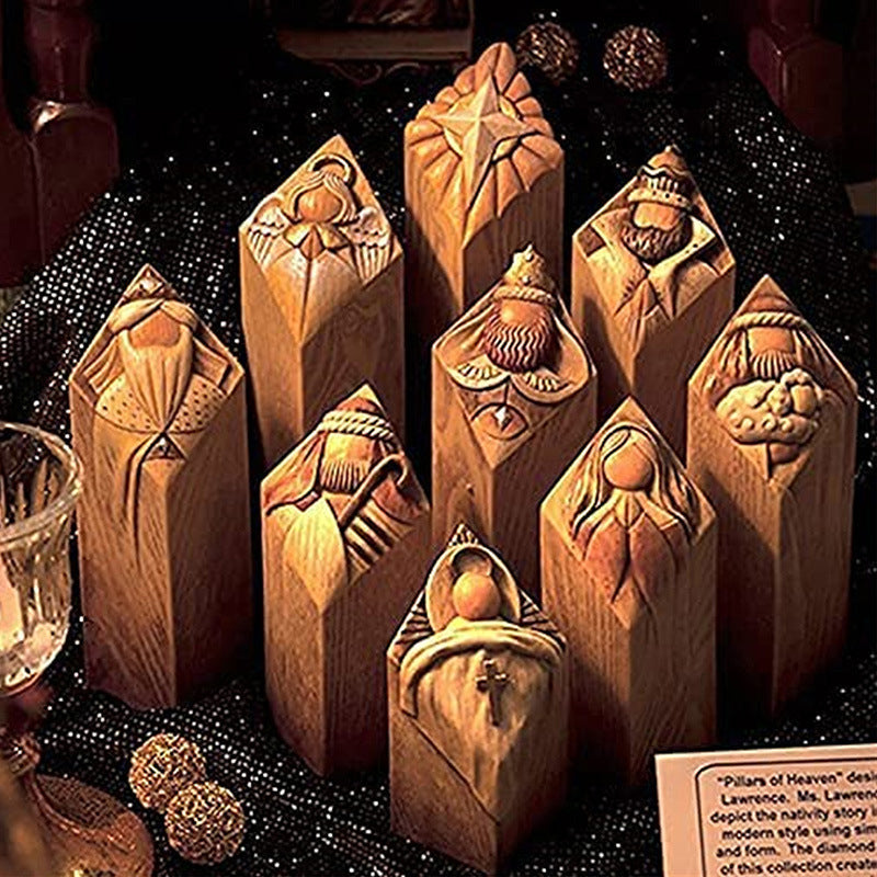 Heaven Nativity Tree Pillar Statyer