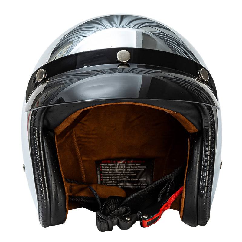 Silberner Retro-Helm - DOT- und ECE-zugelassen