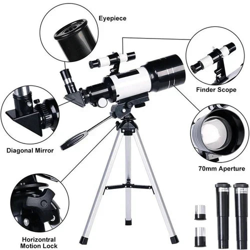 Explore the Stars with Ease - Professional Telescope with Tripod & 150x Zoom for Moon Watching