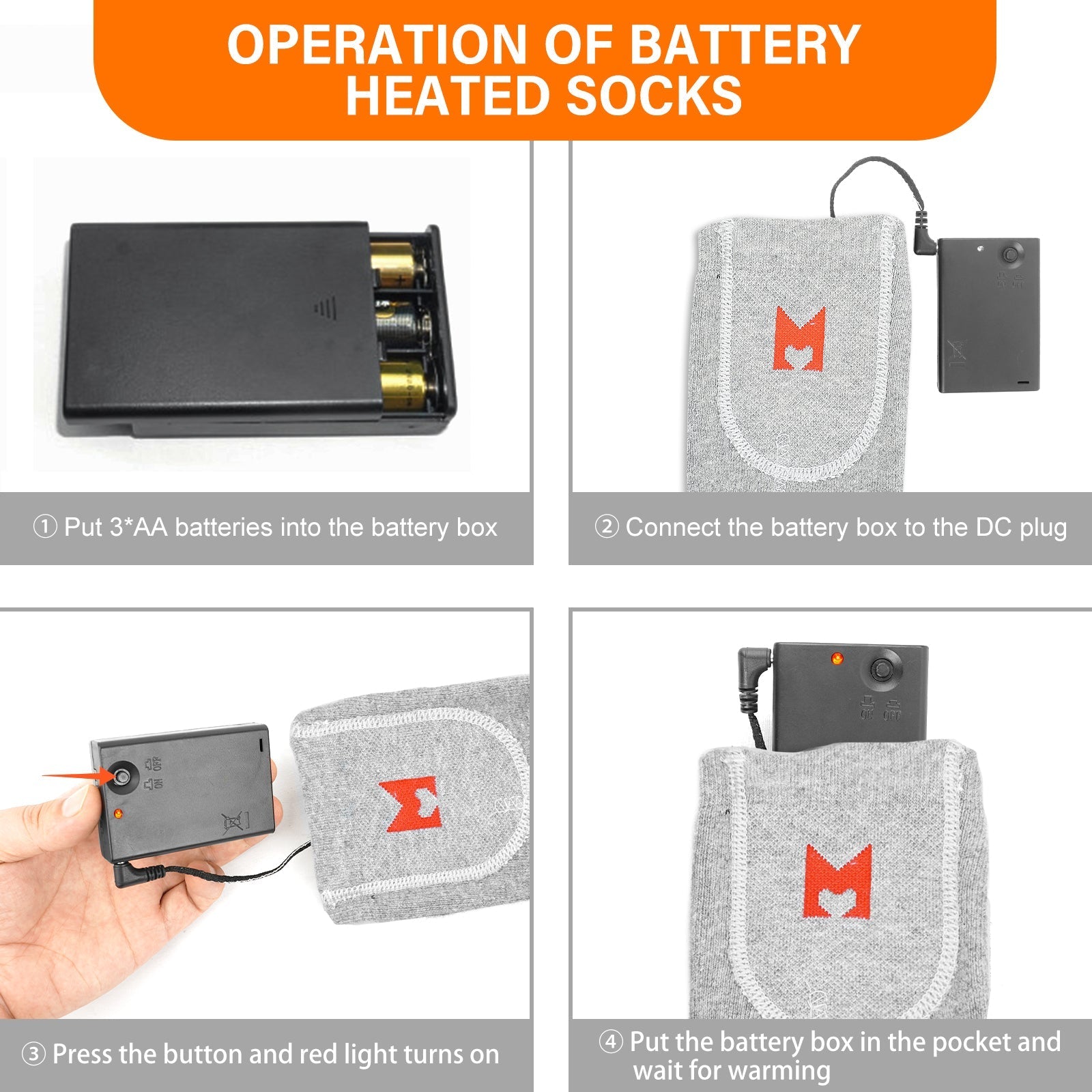 Batterioppvarmede sokker (grå)