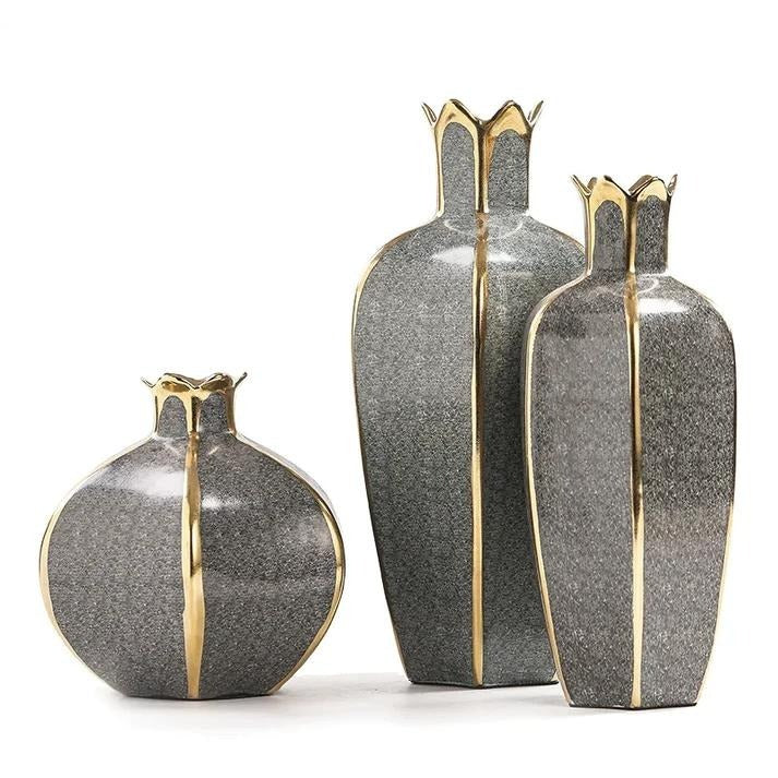 European ceramic gilt vase decoration for home modern living room decoration accessories interior luxury flower pots decorative