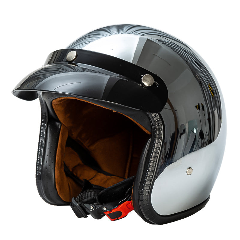 Silberner Retro-Helm - DOT- und ECE-zugelassen