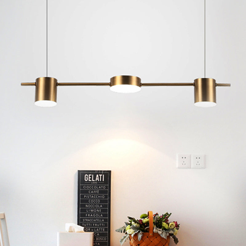 Drum Aluminum Pendant Lamp Island Modern Simple 3/5-light Black/Gold Ceiling Lamp in Warm/White Light