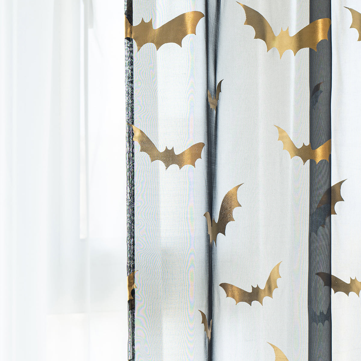 BatShade - Rideaux transparents en polyester à motif chauve-souris