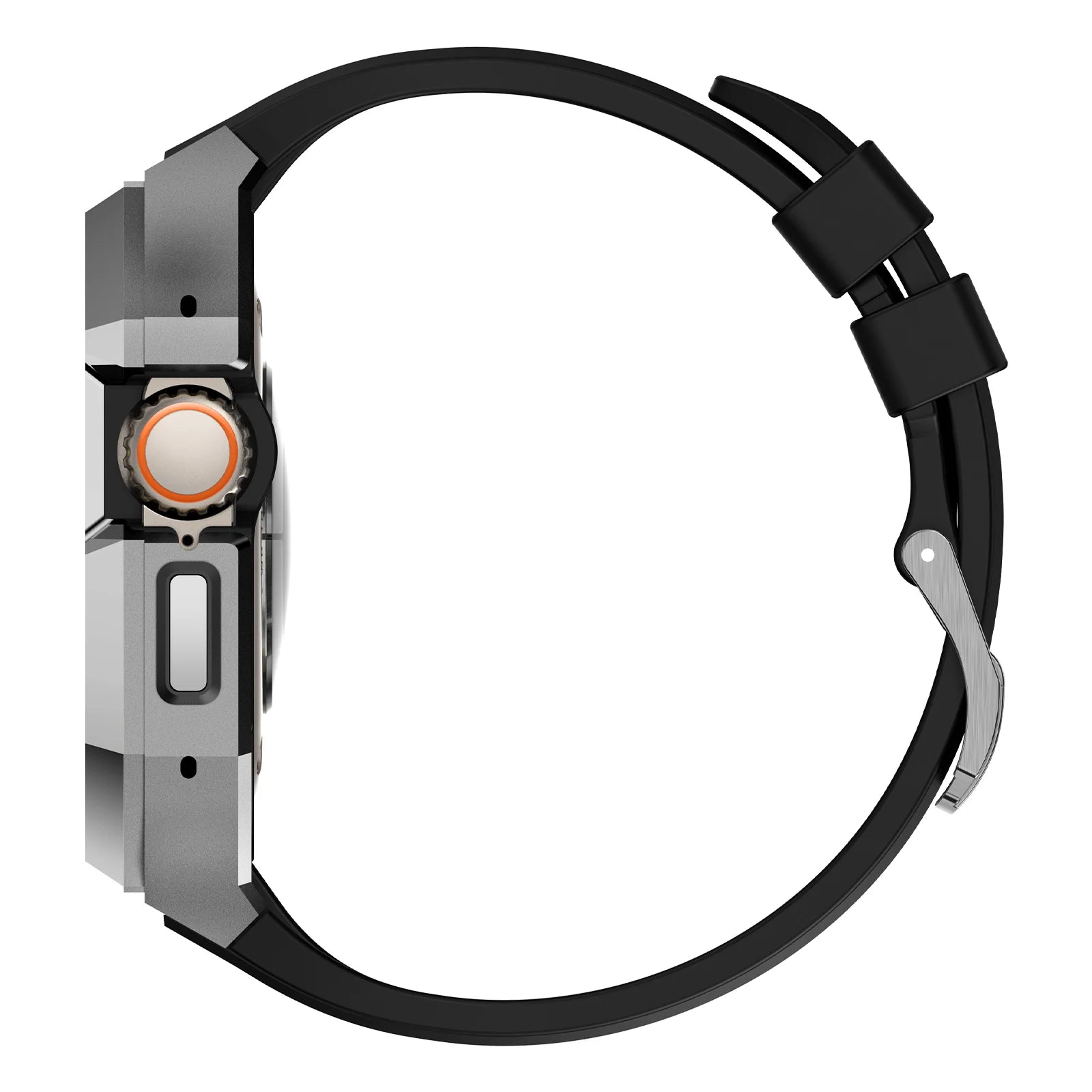 Boîtier en acier inoxydable avec bracelet en caoutchouc fluoré AP9009 pour Apple Watch