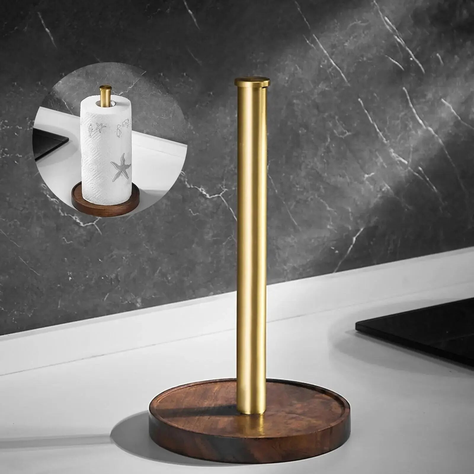 Marble & Gold Paper Towel Holder