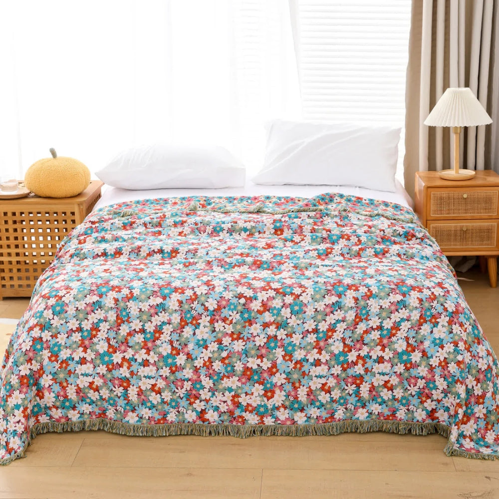 Floral Fiesta Cotton Blanket