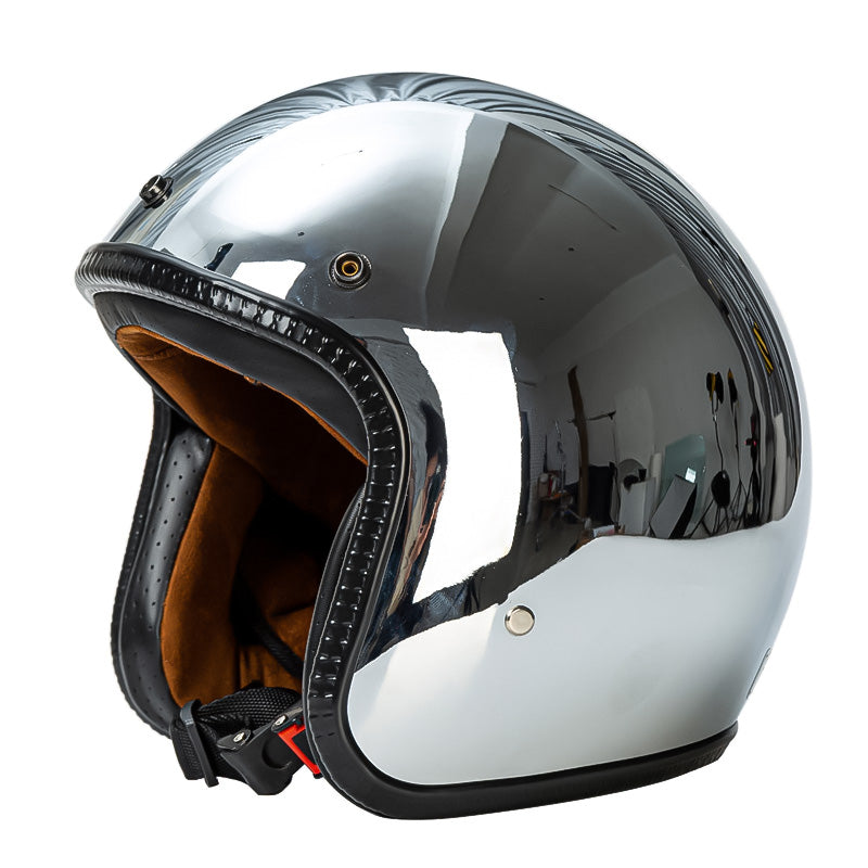 Silberner Retro-Helm - DOT- und ECE-zugelassen