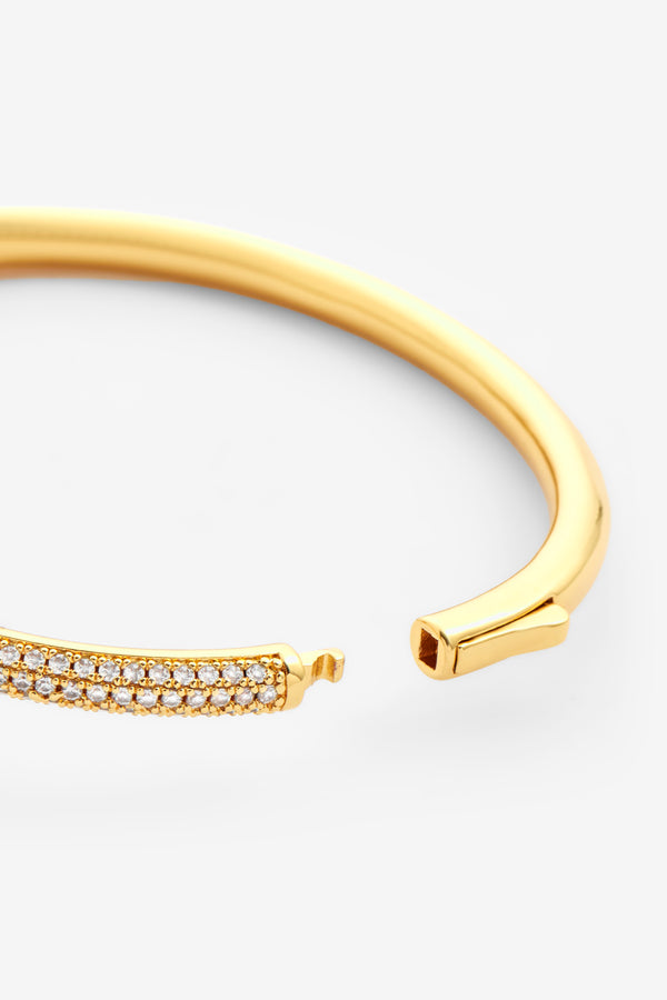 Guld 4 mm Iced Nail Bangle Armbånd